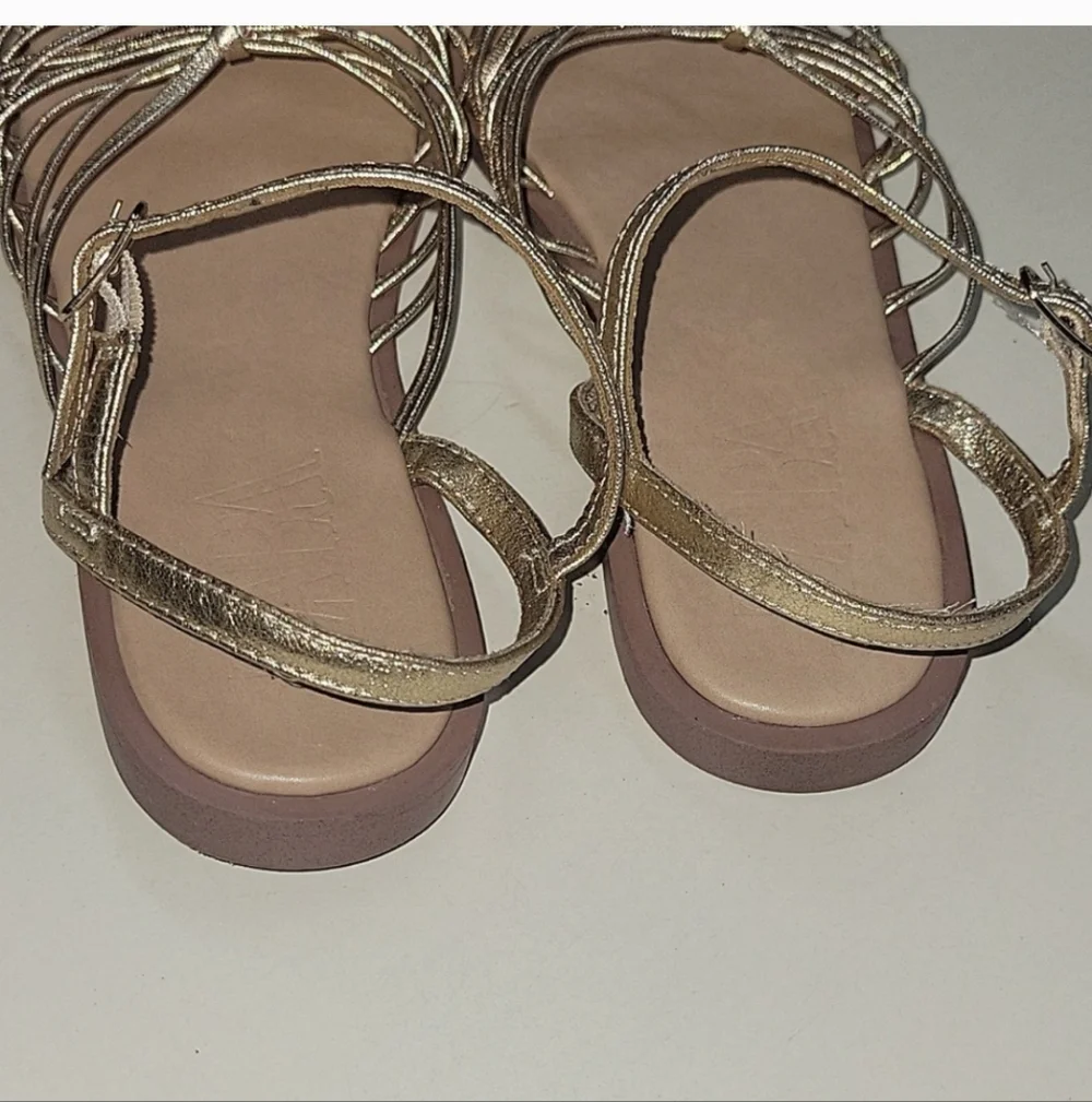 ZARA GOLD Strappy Knot Sandals Size 7.5 - Picture 9 of 15